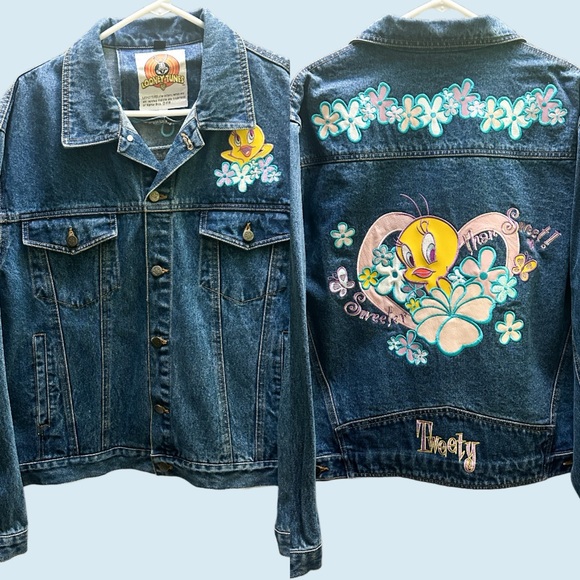 Warner Bros. Jackets & Blazers - Warner Bros. Looney Tunes Denim Jacket with Embroidered Y2K Limited Edition L